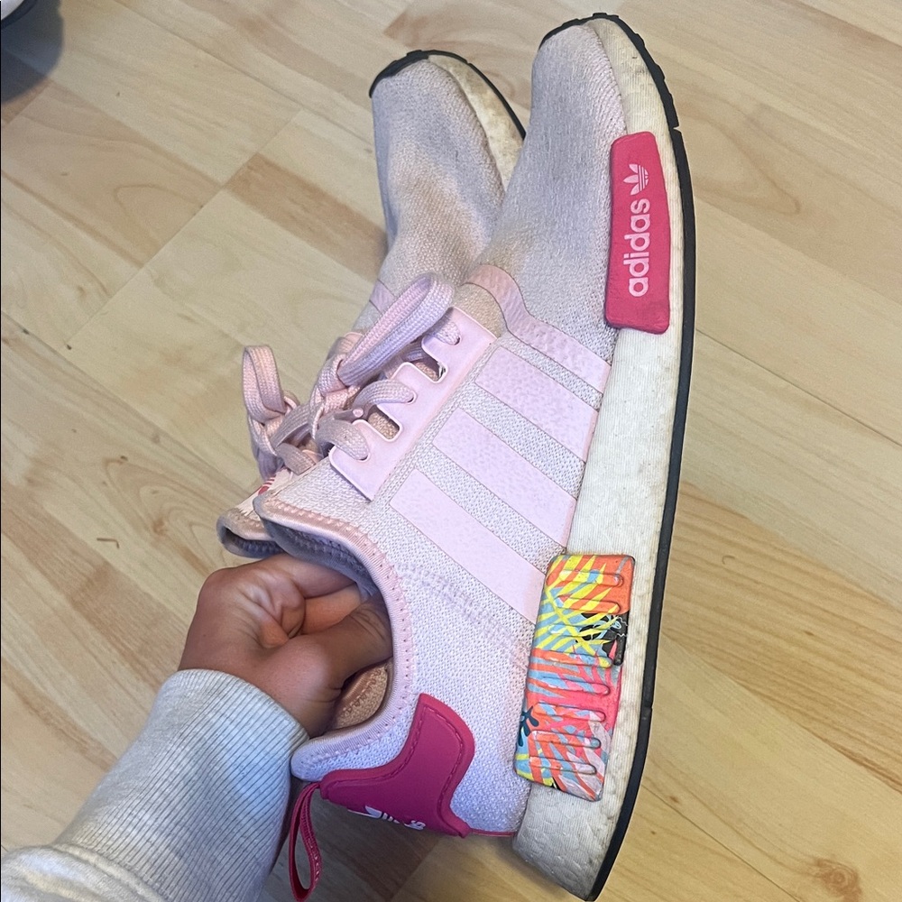 Adidas Light Pink Sneakers with Multicolor Heel